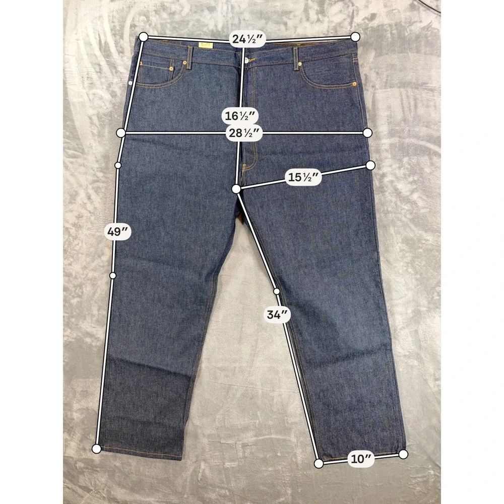 New Levi's 501XX Original Shrink-To-Fit Jeans Mens 48x34 Dark Blue Denim Pants